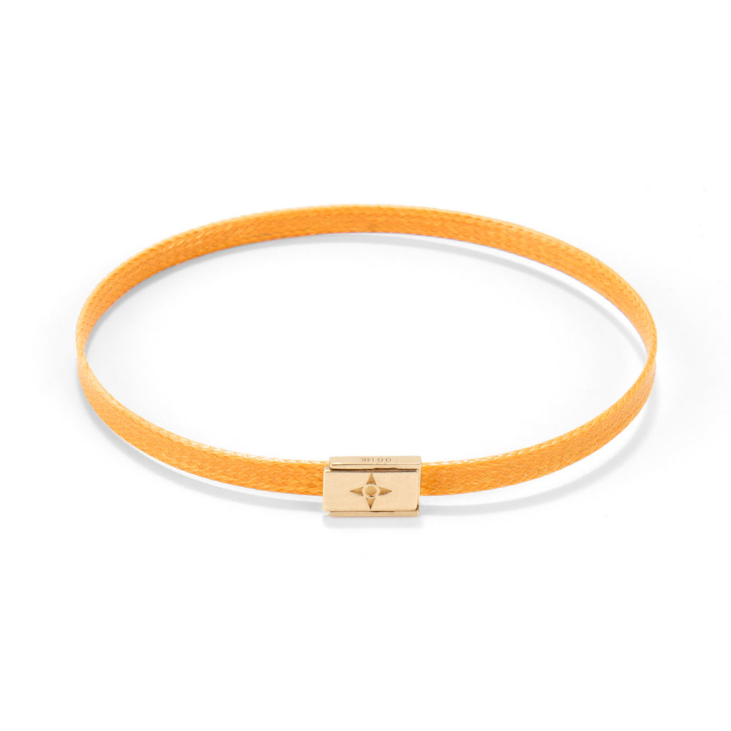 Flat cord Lock bracelet - Gold