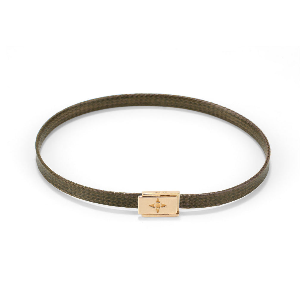 Flat cord Lock bracelet - Gold