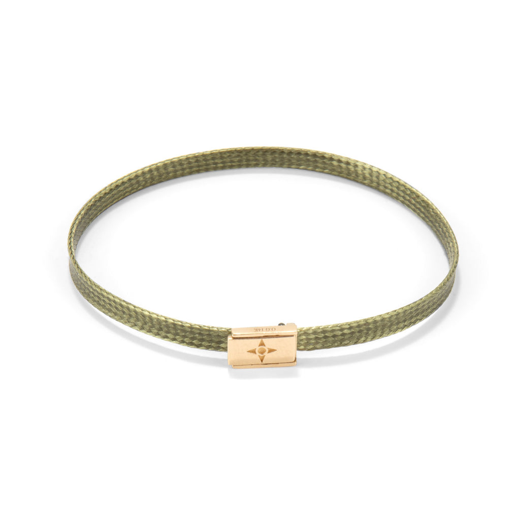 Flat cord Lock bracelet - Gold