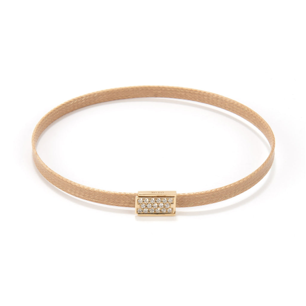 Flat cord Diamond Lock bracelet - Gold