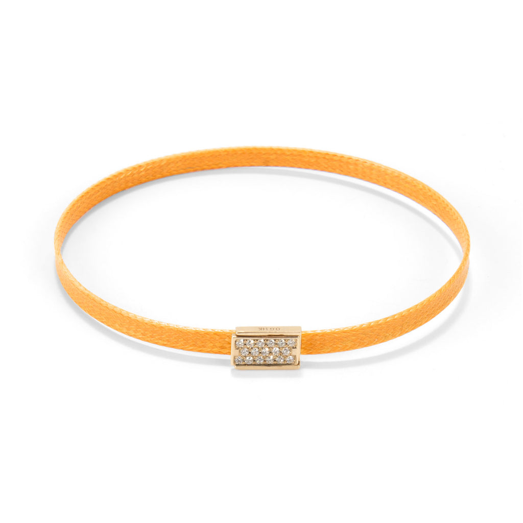 Flat cord Diamond Lock bracelet - Gold