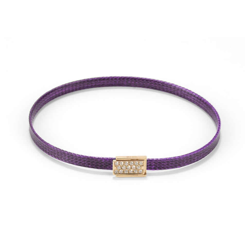 Flat cord Diamond Lock bracelet - Gold