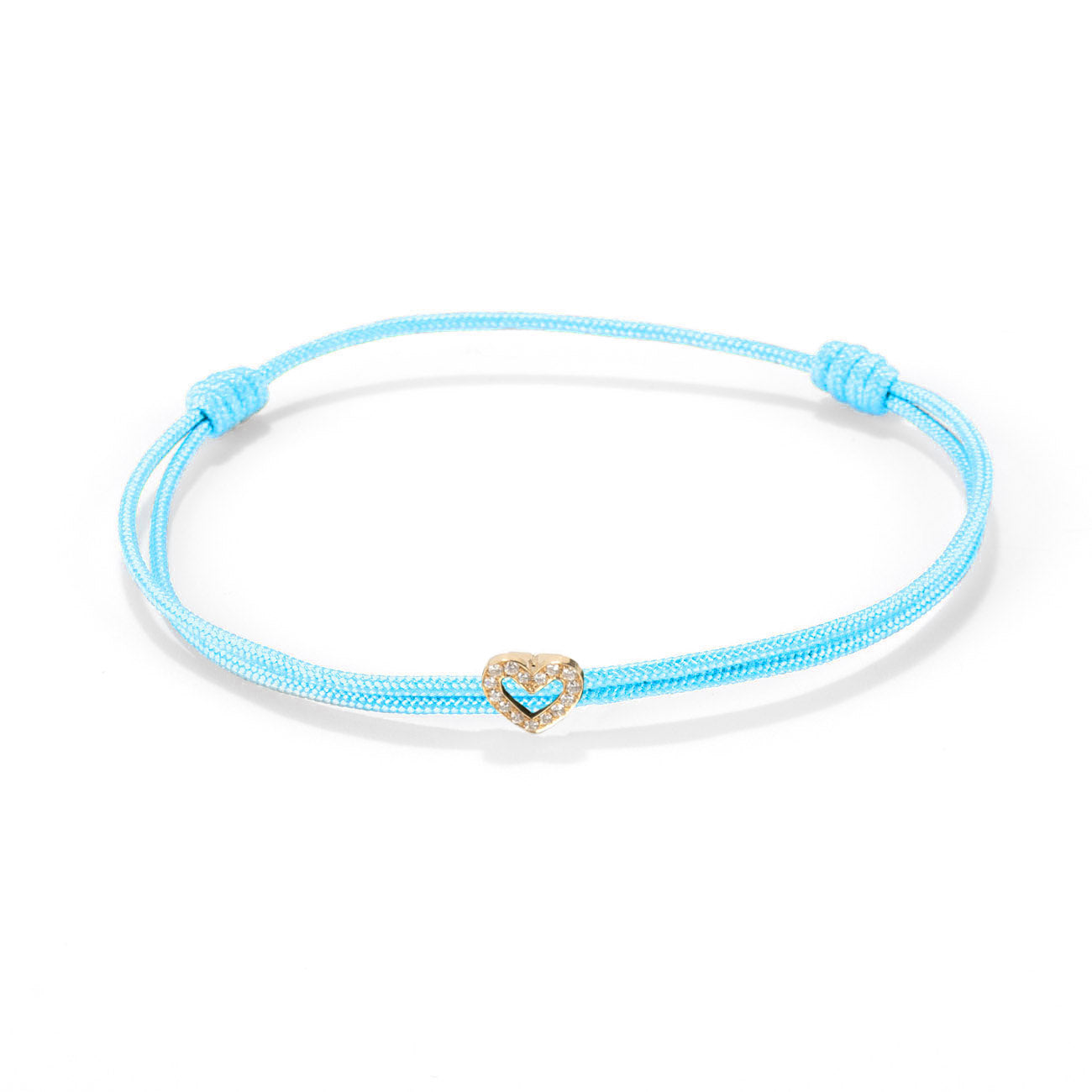 Diamond heart on nylon cord - Gold