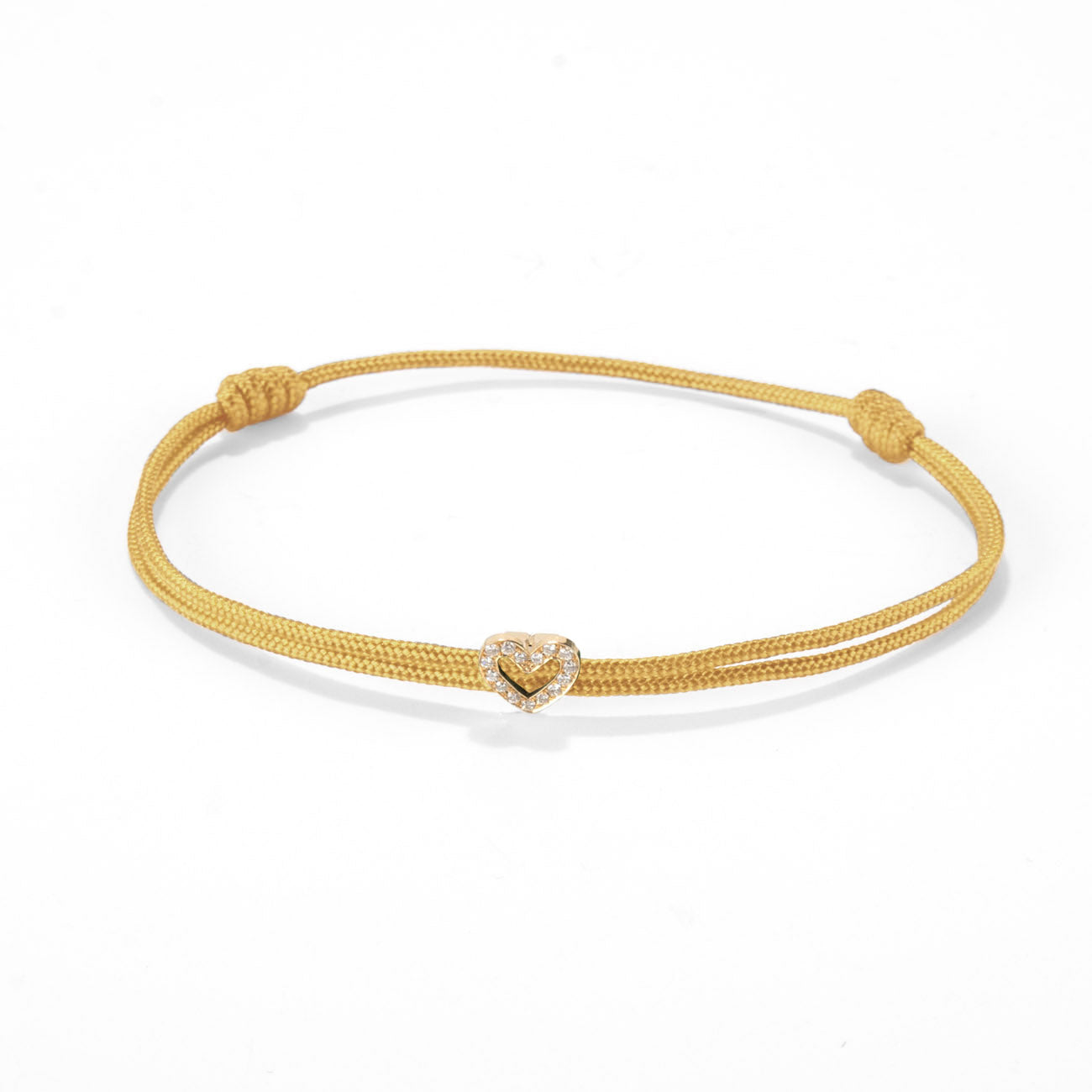 Diamond heart on nylon cord - Gold