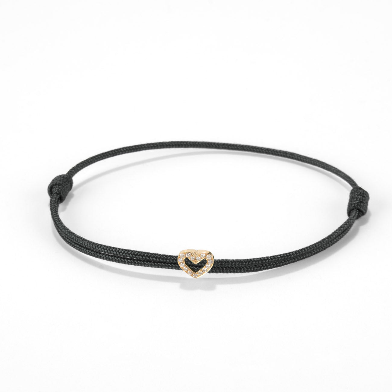 Diamond heart on nylon cord - Gold