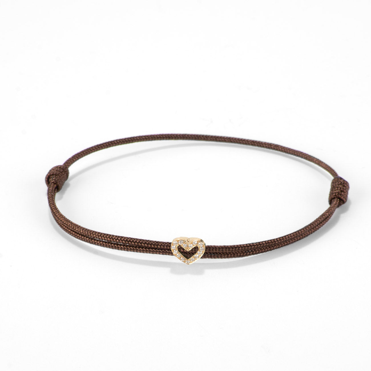 Diamond heart on nylon cord - Gold