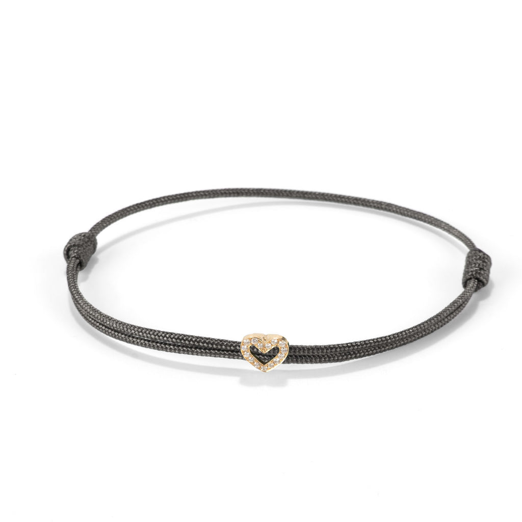 Diamond heart on nylon cord - Gold