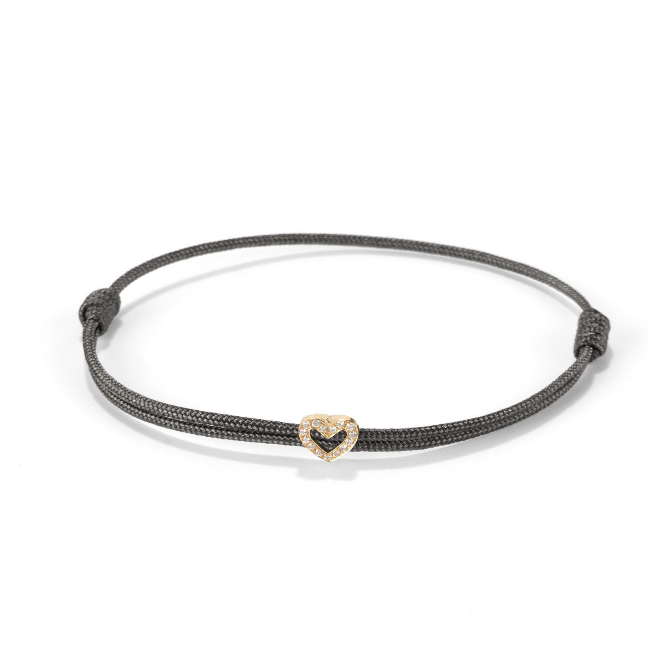 Diamond heart on nylon cord - Gold