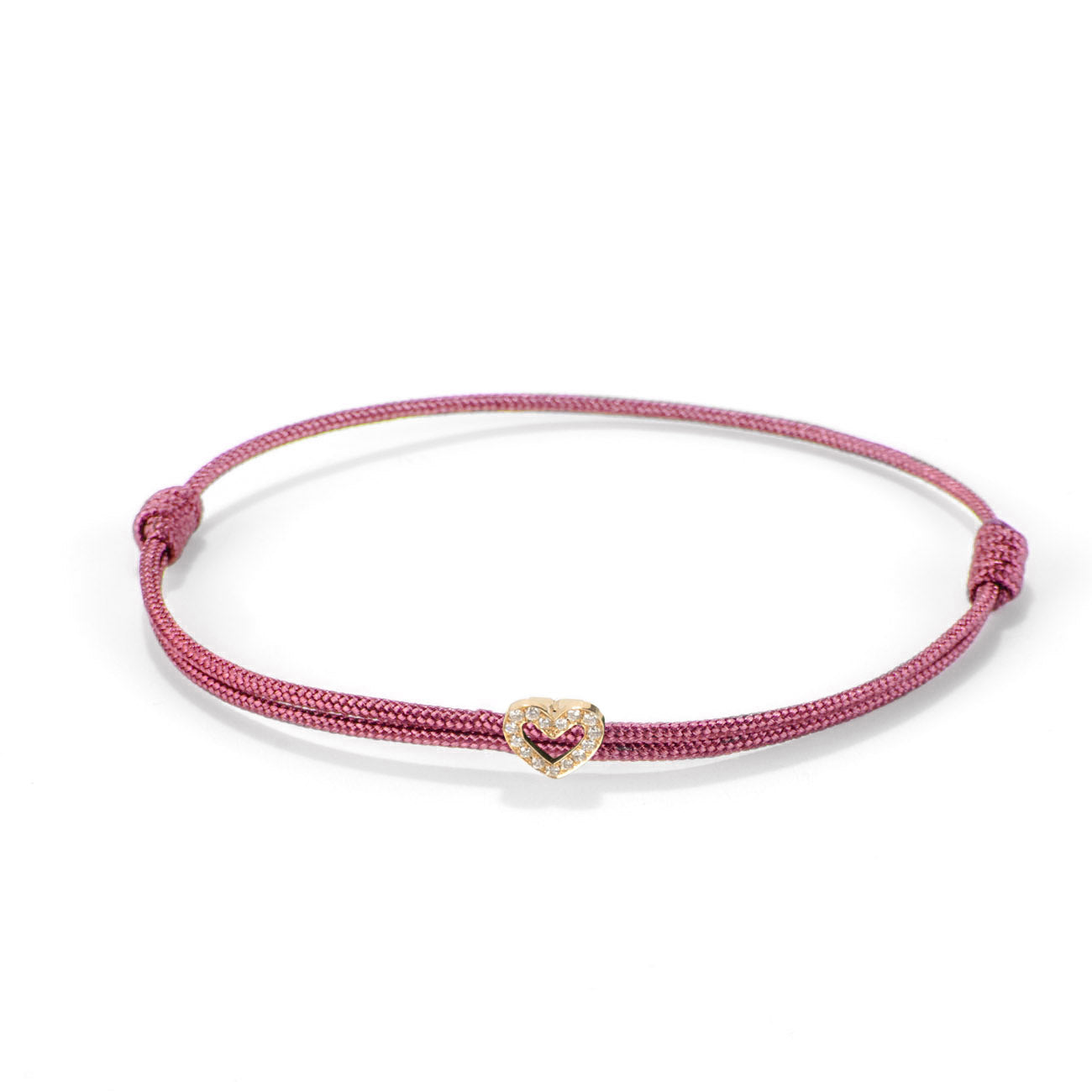 Diamond heart on nylon cord - Gold