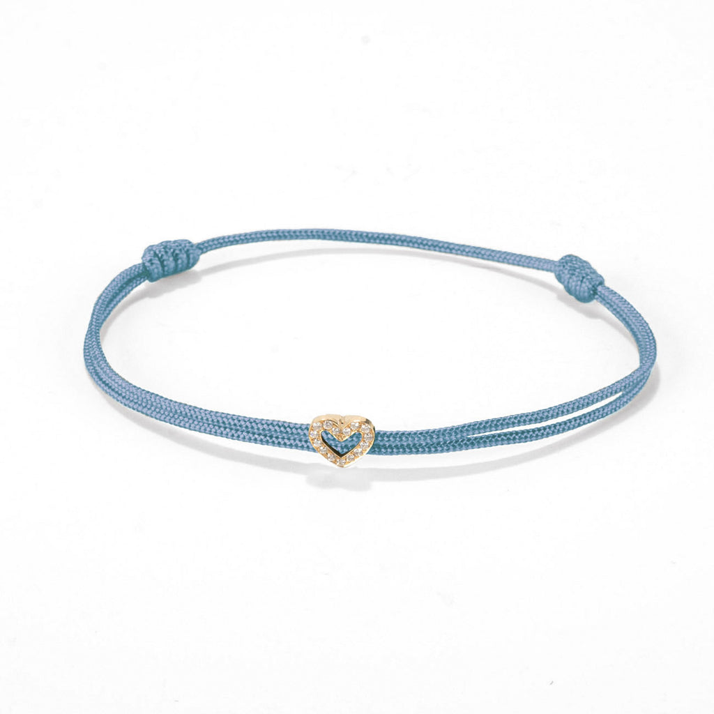 Diamond heart on nylon cord - Gold