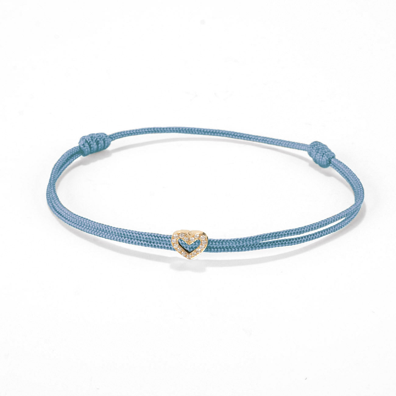 Diamond heart on nylon cord - Gold
