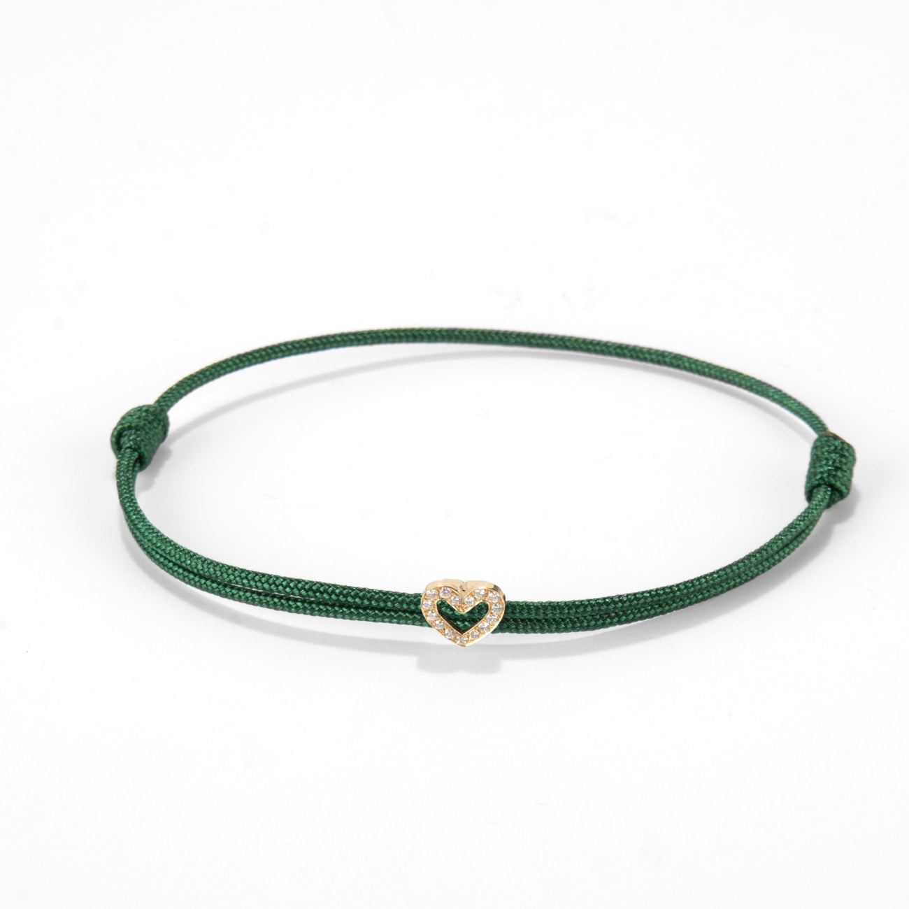 Diamond heart on nylon cord - Gold