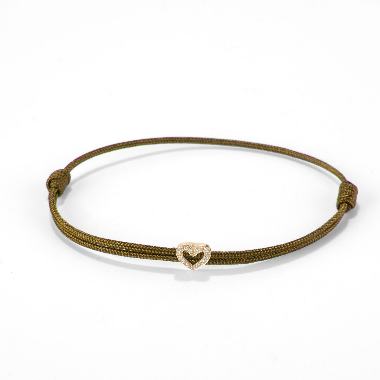 Diamond heart on nylon cord - Gold