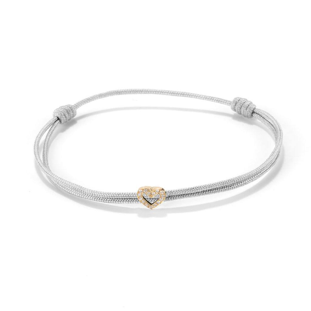 Diamond heart on nylon cord - Gold