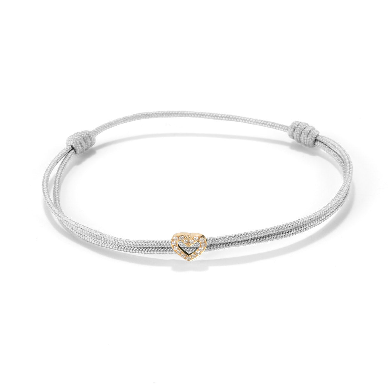 Diamond heart on nylon cord - Gold