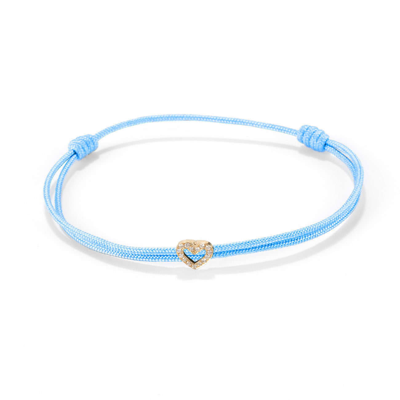 Diamond heart on nylon cord - Gold