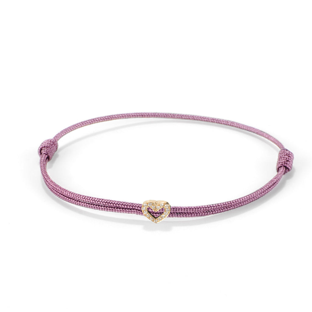 Diamond heart on nylon cord - Gold