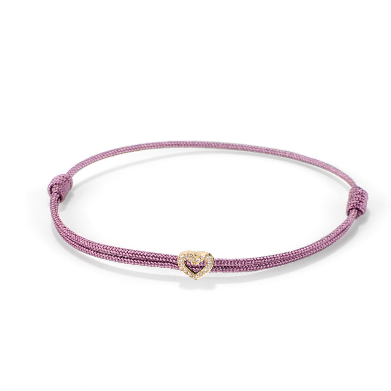 Diamond heart on nylon cord - Gold