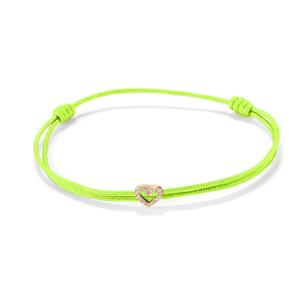 Diamond heart on nylon cord - Gold