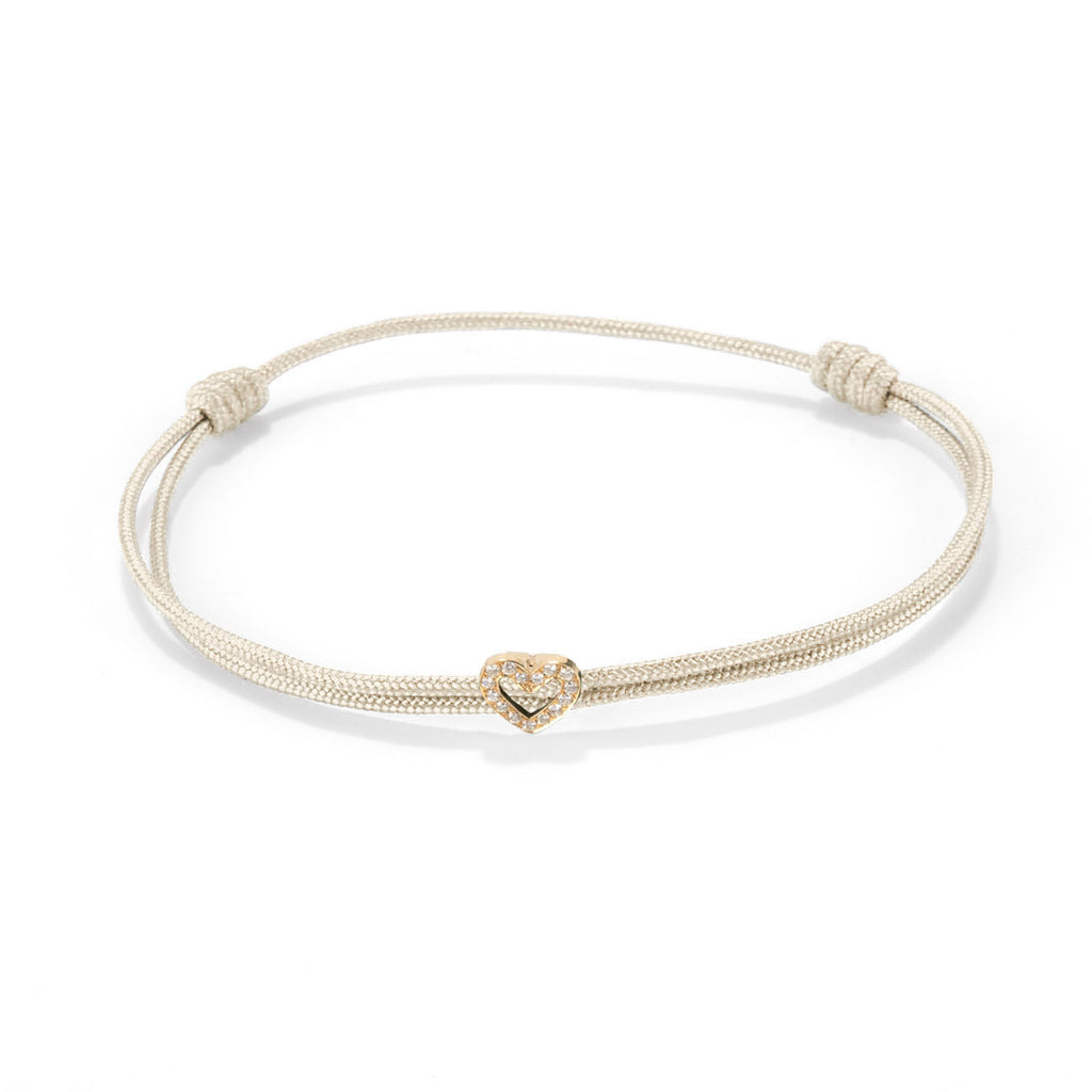 Diamond heart on nylon cord - Gold