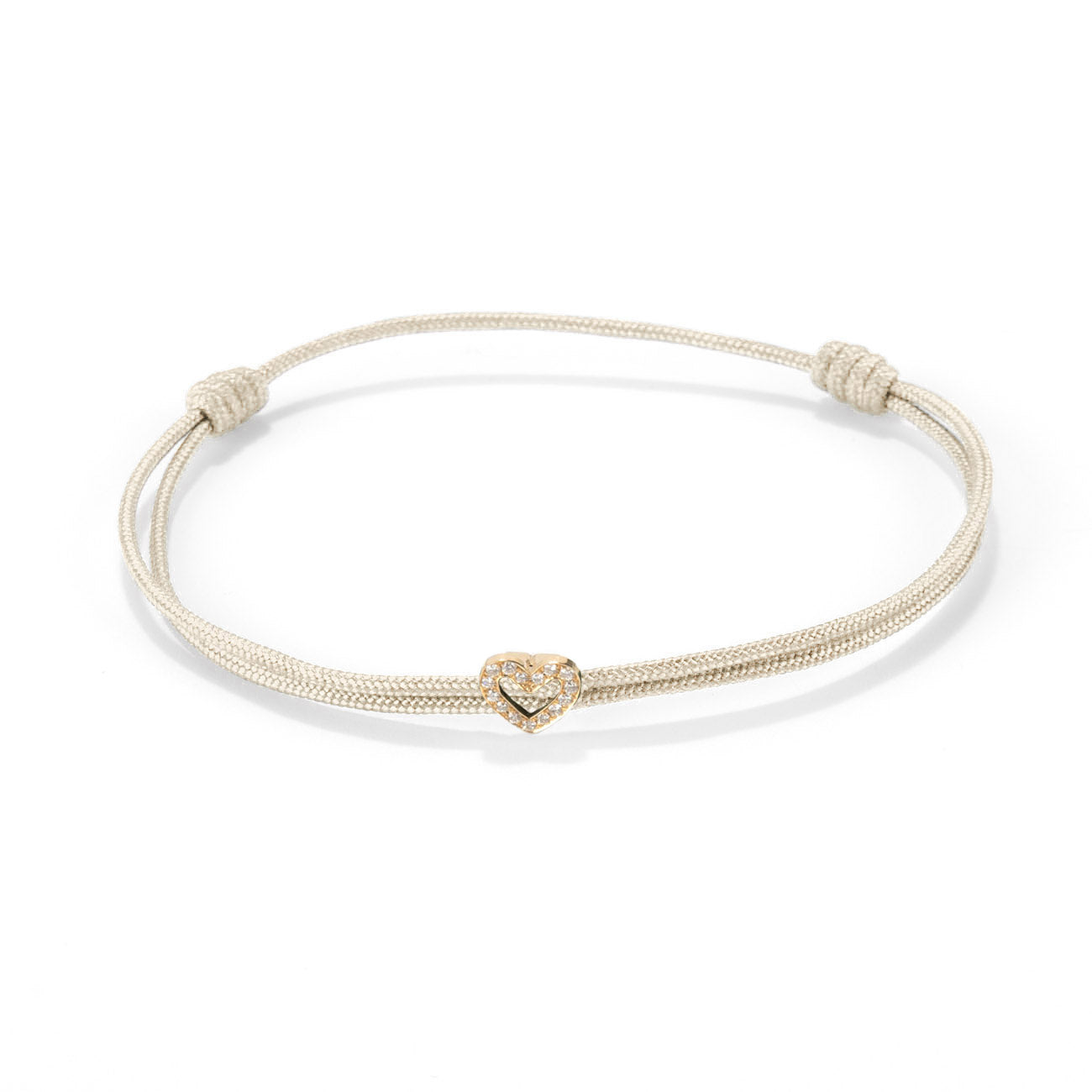 Diamond heart on nylon cord - Gold