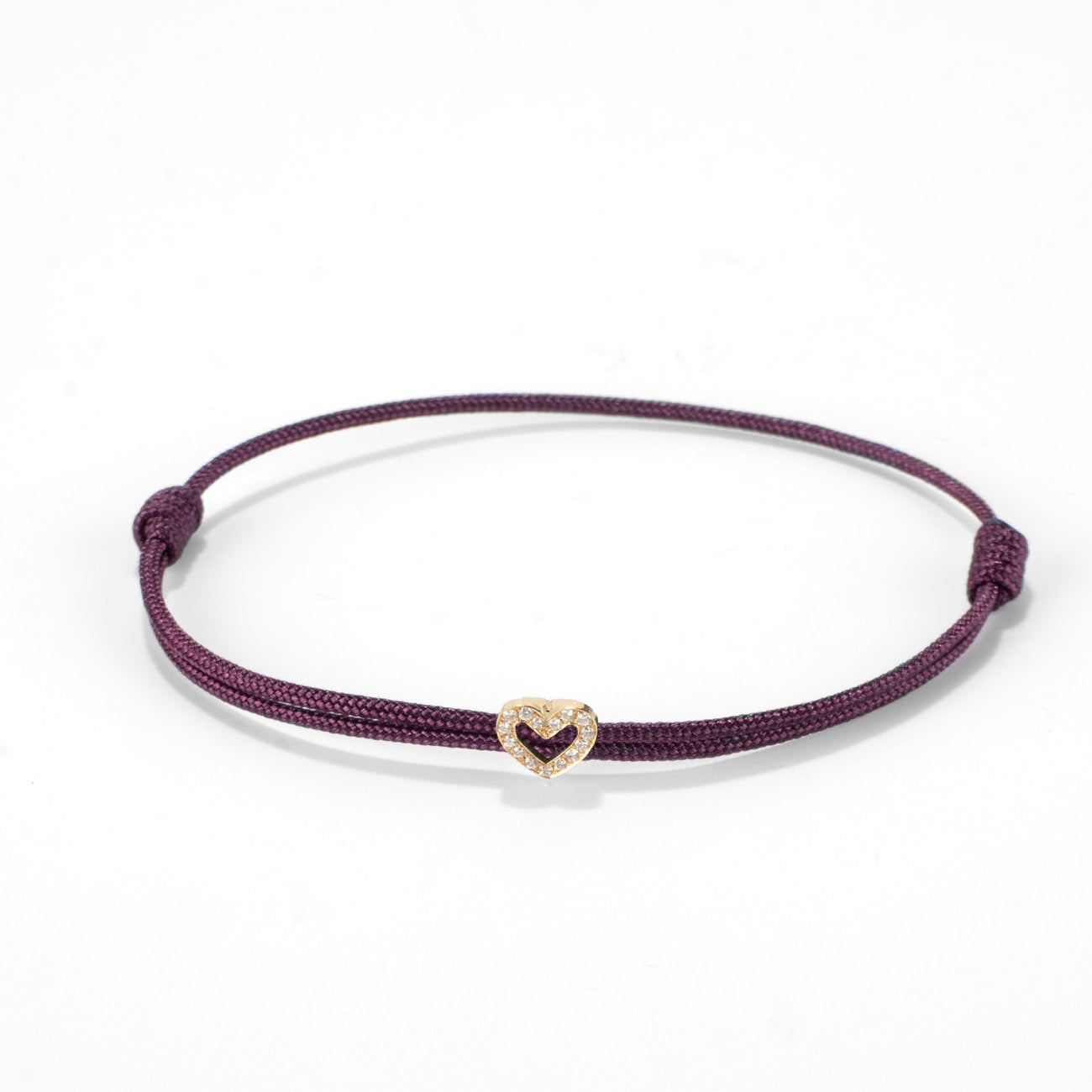 Diamond heart on nylon cord - Gold