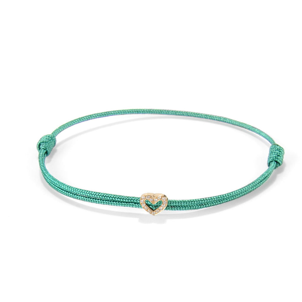 Diamond heart on nylon cord - Gold