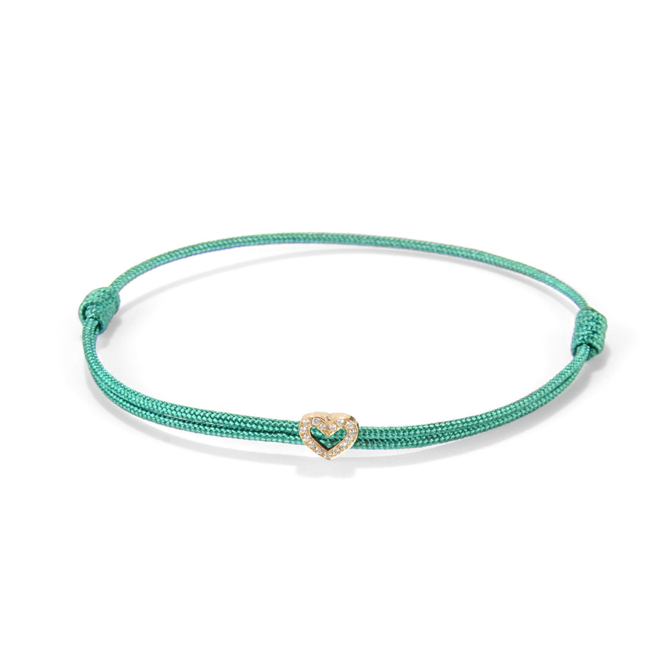 Diamond heart on nylon cord - Gold