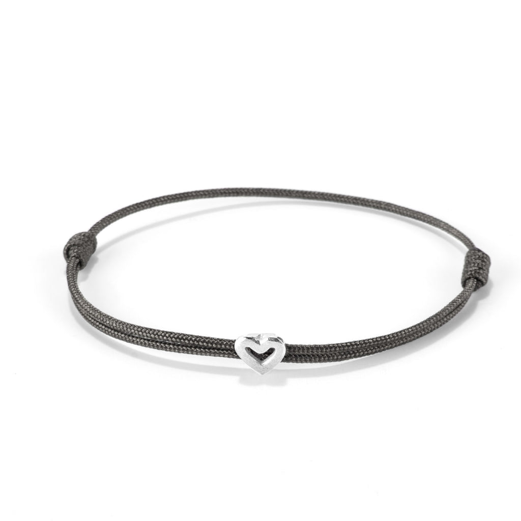 Heart on nylon cord - Silver