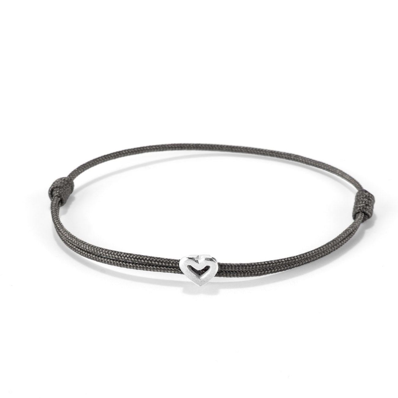 Heart on nylon cord - Silver