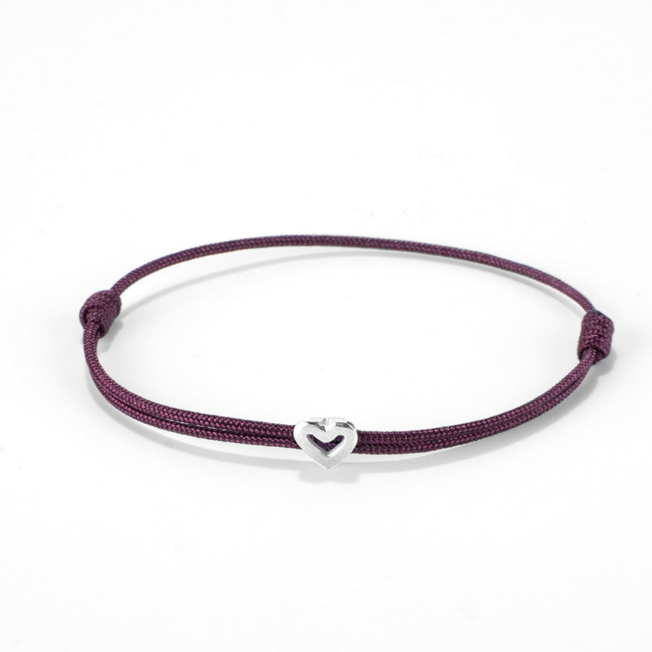 Heart on nylon cord - Silver