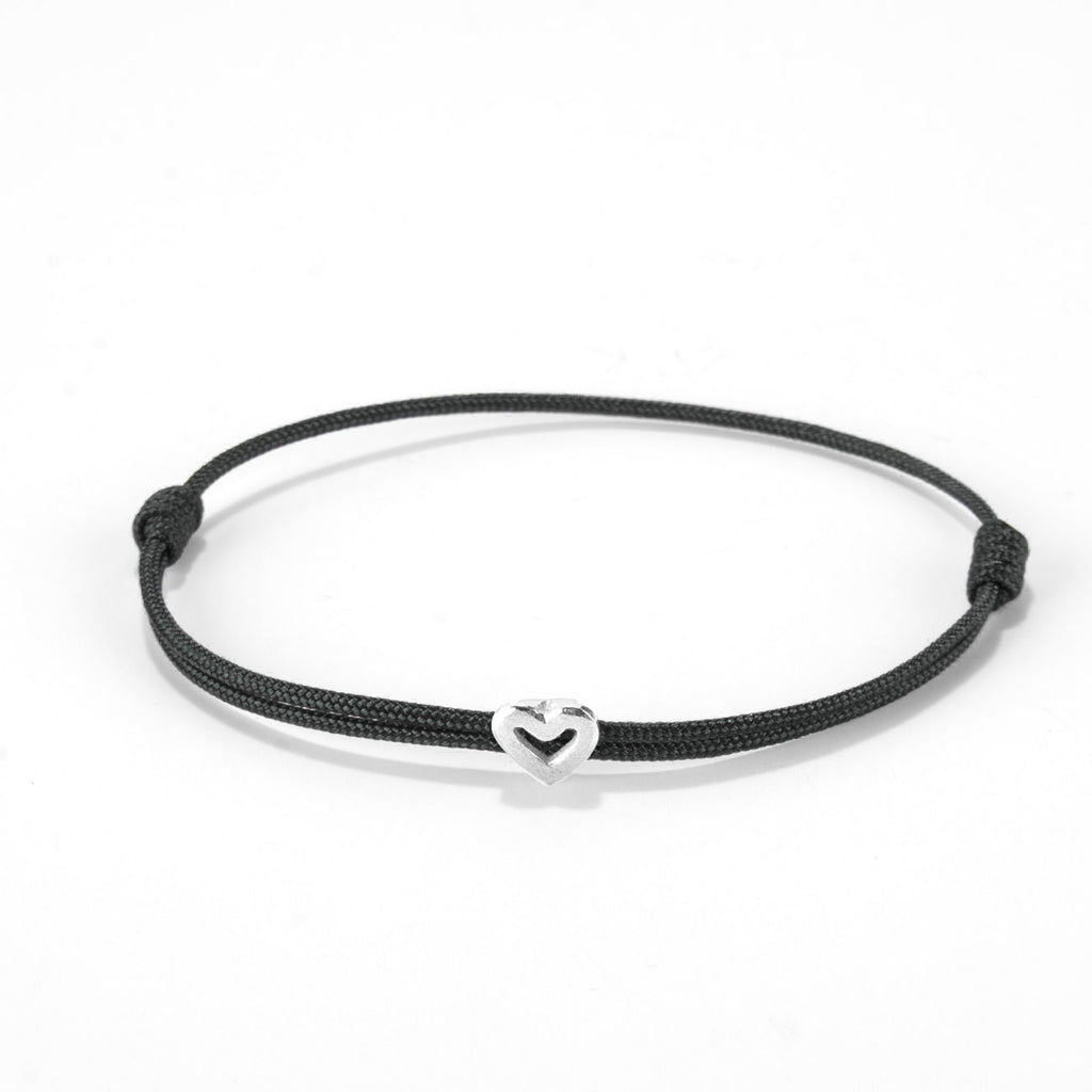 Heart on nylon cord - Silver