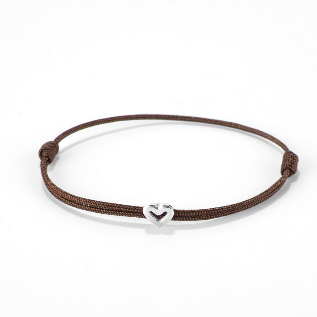 Heart on nylon cord - Silver