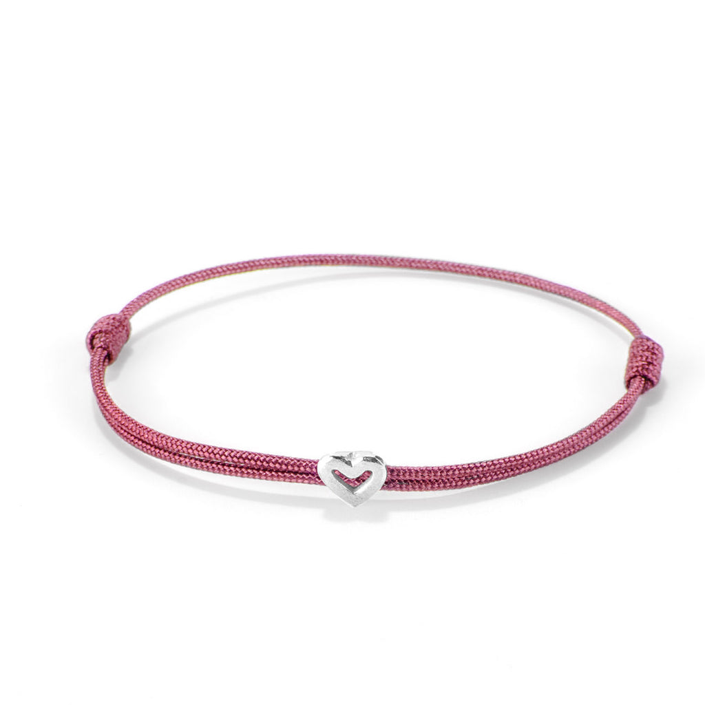 Heart on nylon cord - Silver