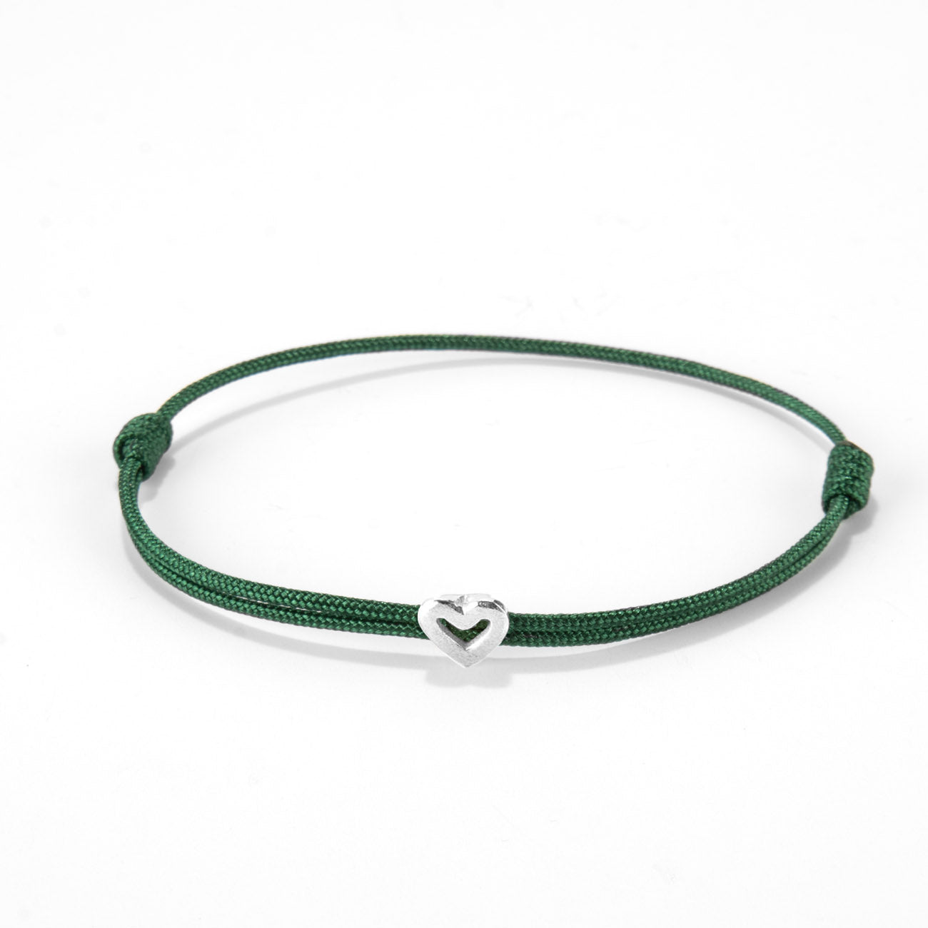 Heart on nylon cord - Silver