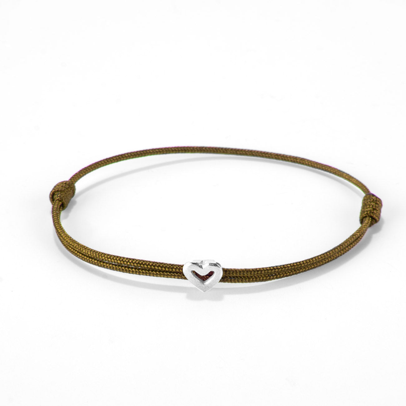 Heart on nylon cord - Silver