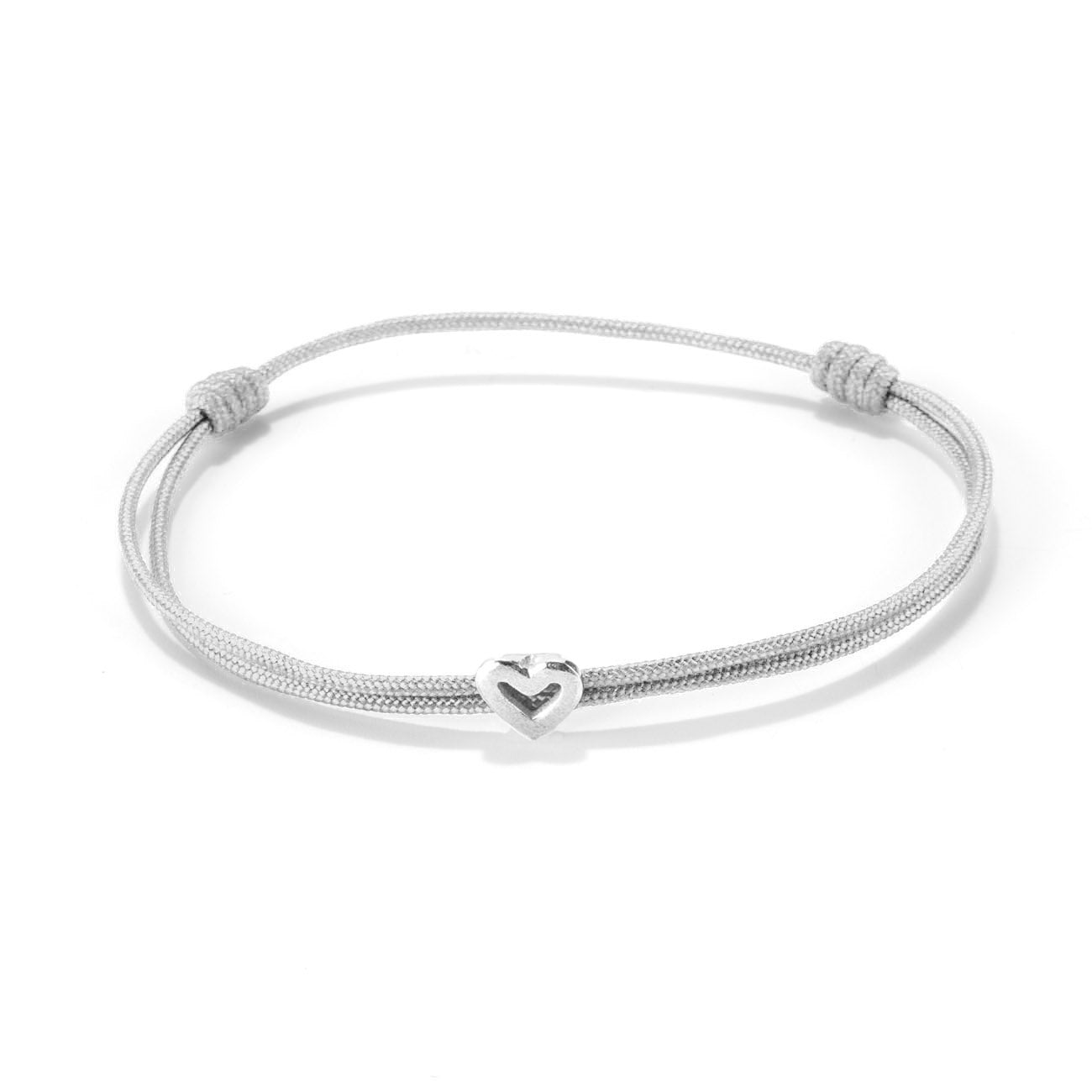 Heart on nylon cord - Silver