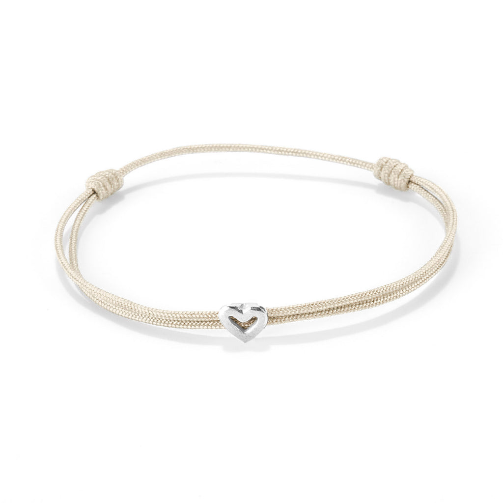 Heart on nylon cord - Silver
