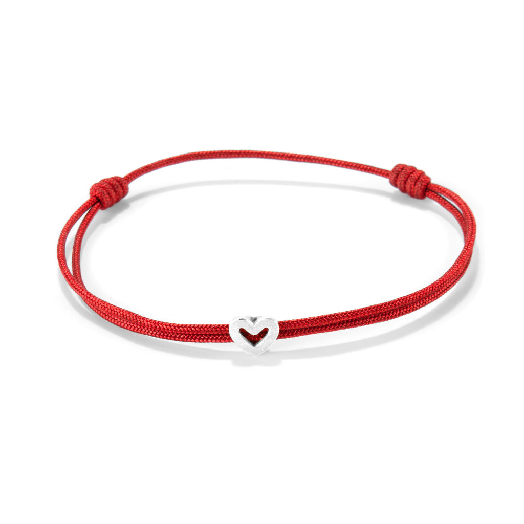 Heart on nylon cord - Silver