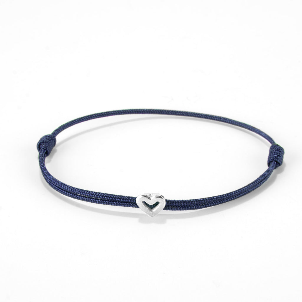 Heart on nylon cord - Silver