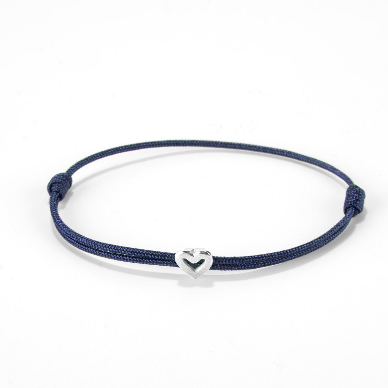 Heart on nylon cord - Silver