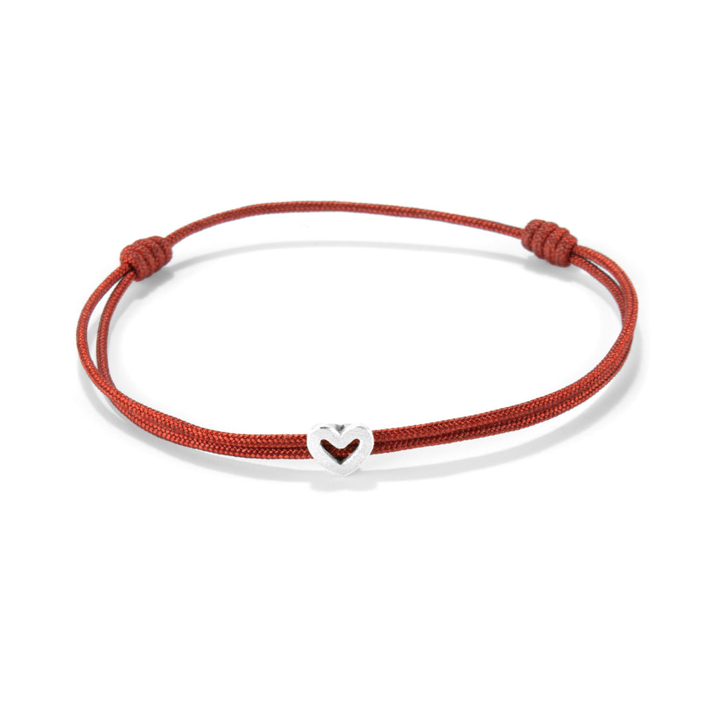 Heart on nylon cord - Silver