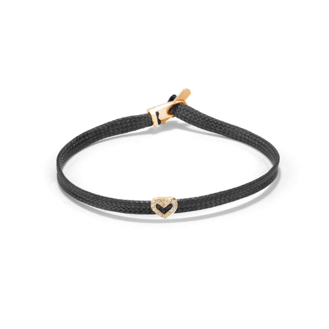 Diamond heart flat cord bracelet - Gold