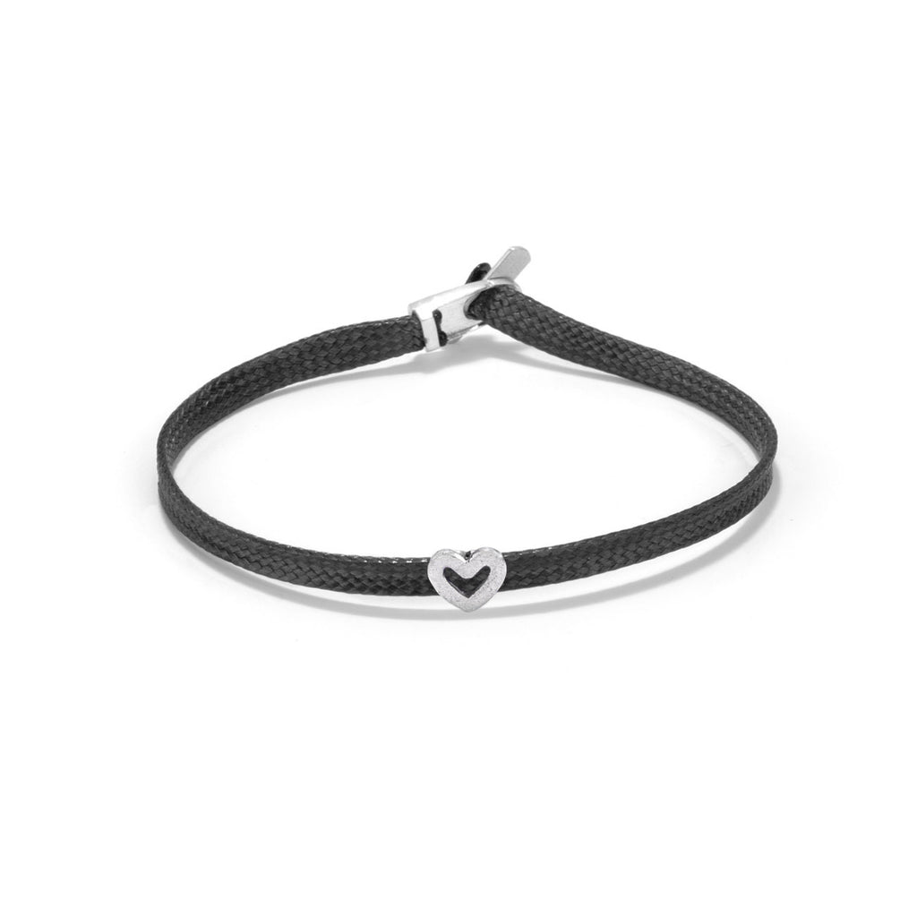 Heart flat cord bracelet - Silver