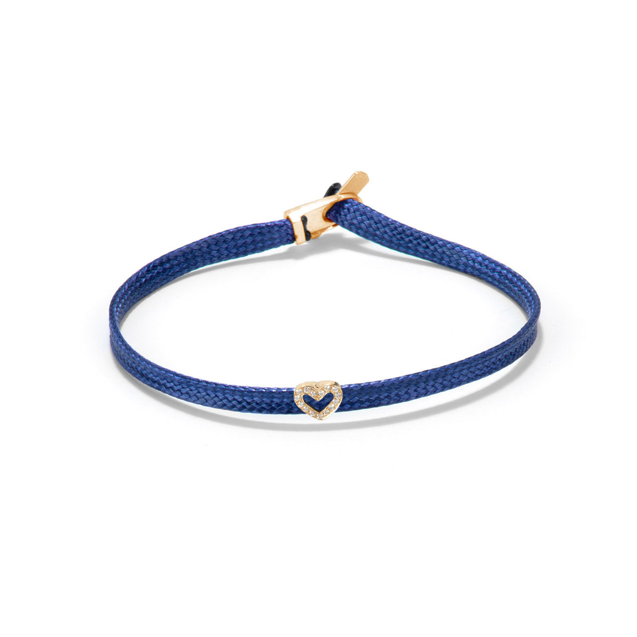 Diamond heart flat cord bracelet - Gold