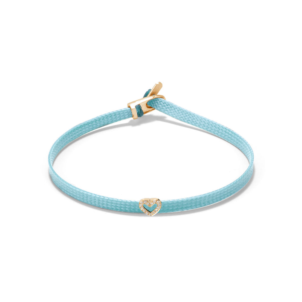Diamond heart flat cord bracelet - Gold