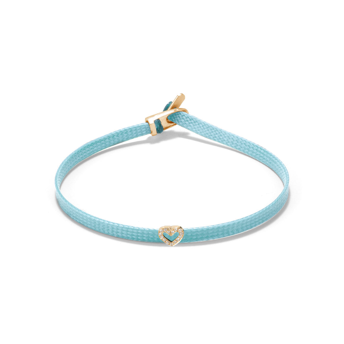 Diamond heart flat cord bracelet - Gold