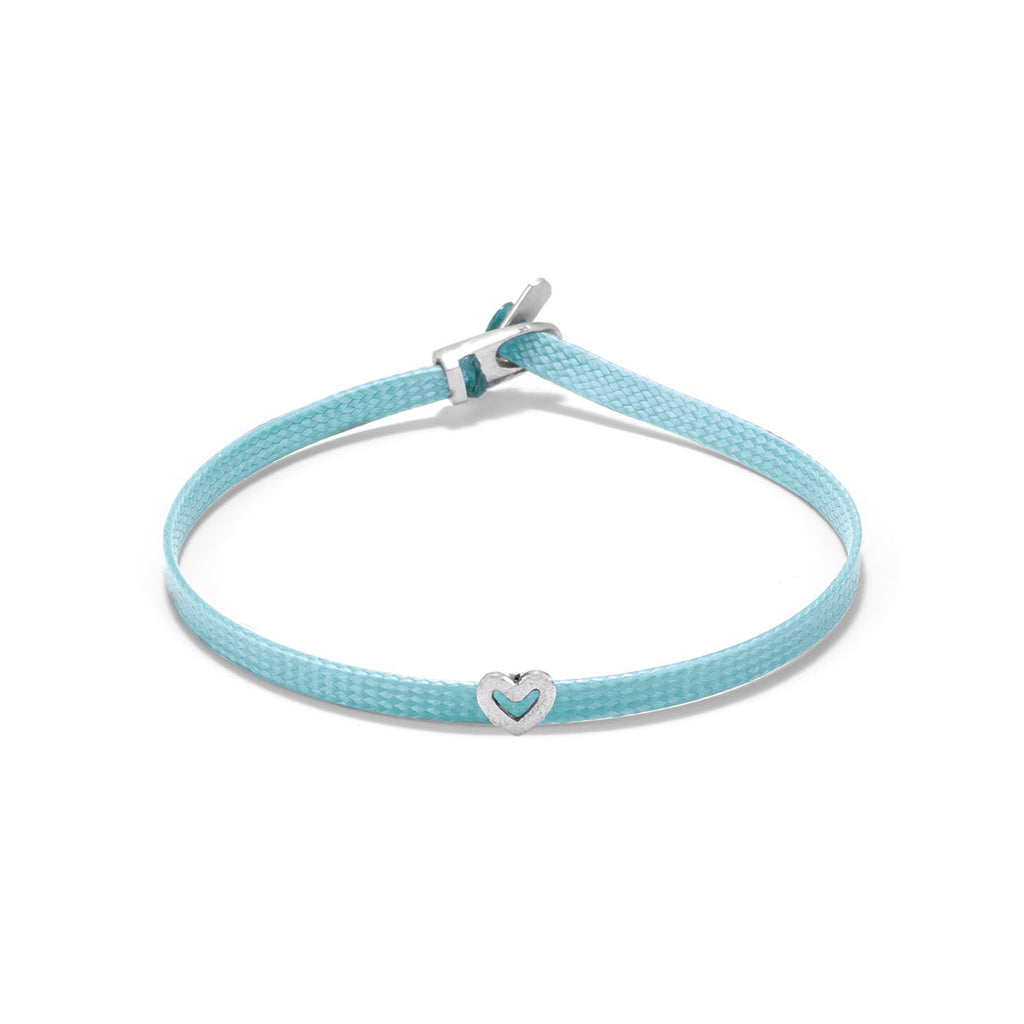 Heart flat cord bracelet - Silver
