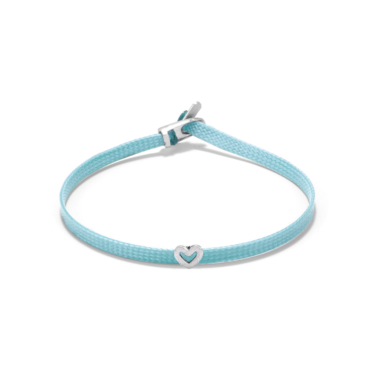 Heart flat cord bracelet - Silver
