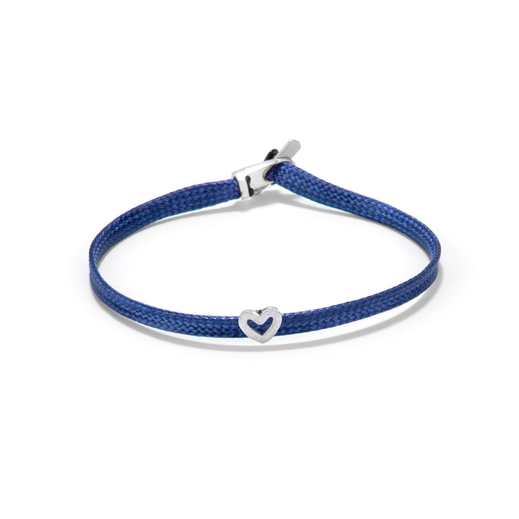 Heart flat cord bracelet - Silver